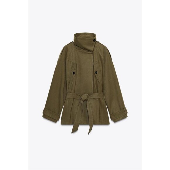 ZARA BELTED COTTON TRENCH COAT - Picture 6 of 9